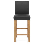 Tetbury Oak Bar Stool Black Leather