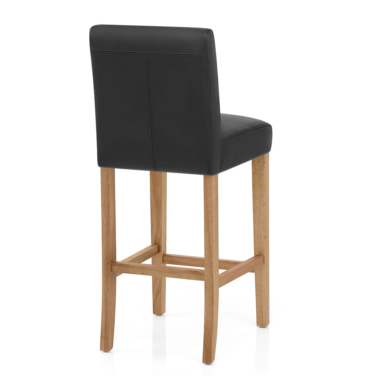 Tetbury Oak Bar Stool Black Leather