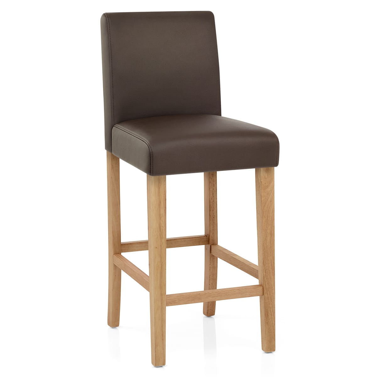 Tetbury Oak Bar Stool Brown Leather