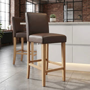 Tetbury Oak Bar Stool Brown Leather