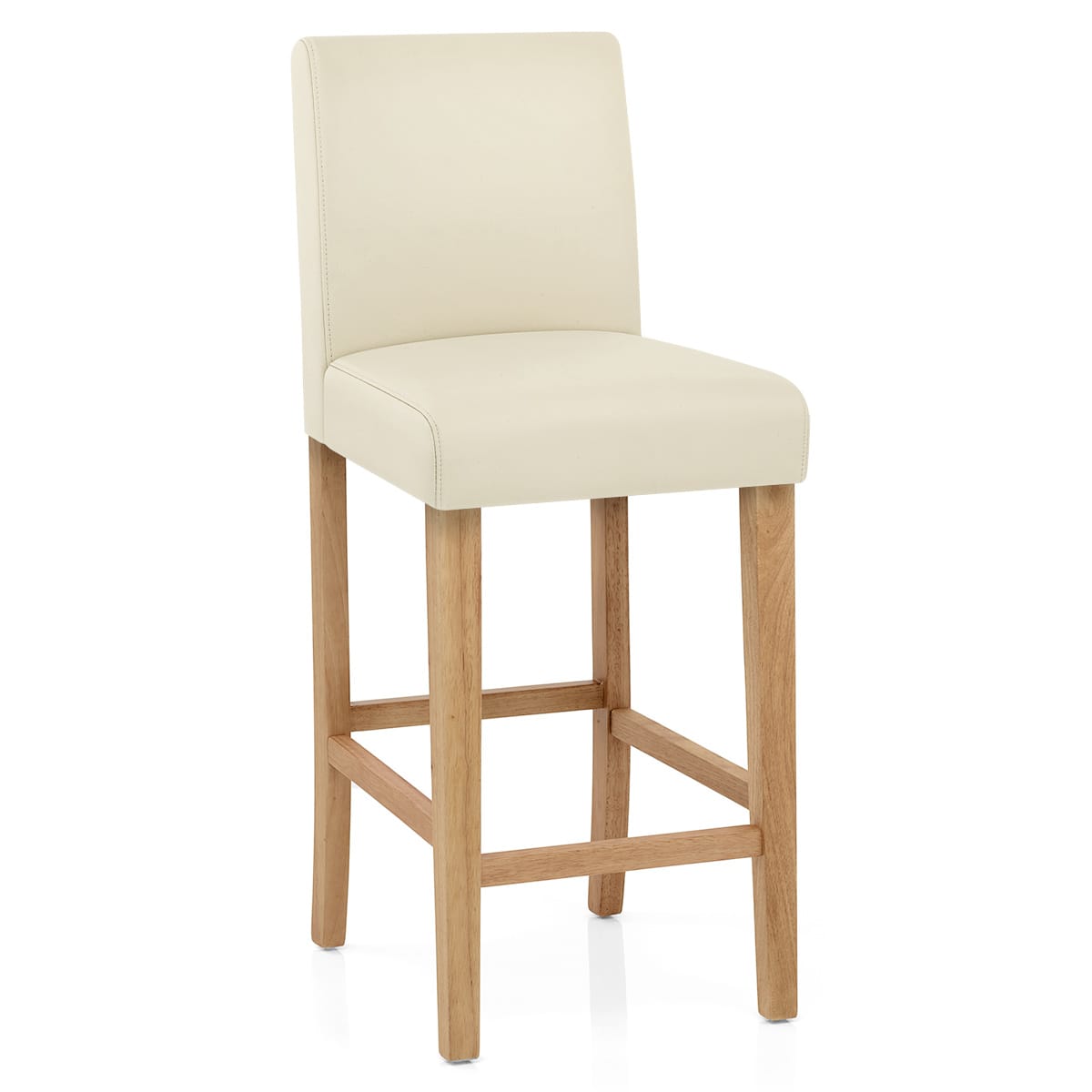 Tetbury Oak Bar Stool Cream Leather