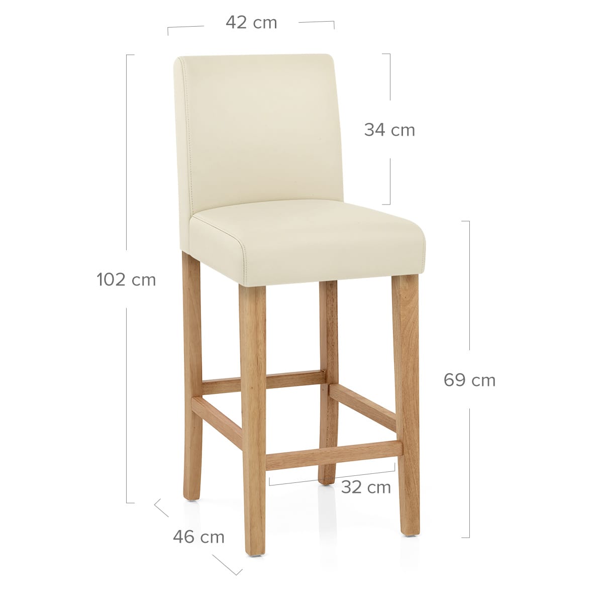 Tetbury Oak Bar Stool Cream Leather