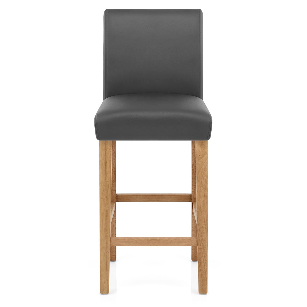 Tetbury Oak Bar Stool Grey Leather