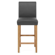 Tetbury Oak Bar Stool Grey Leather