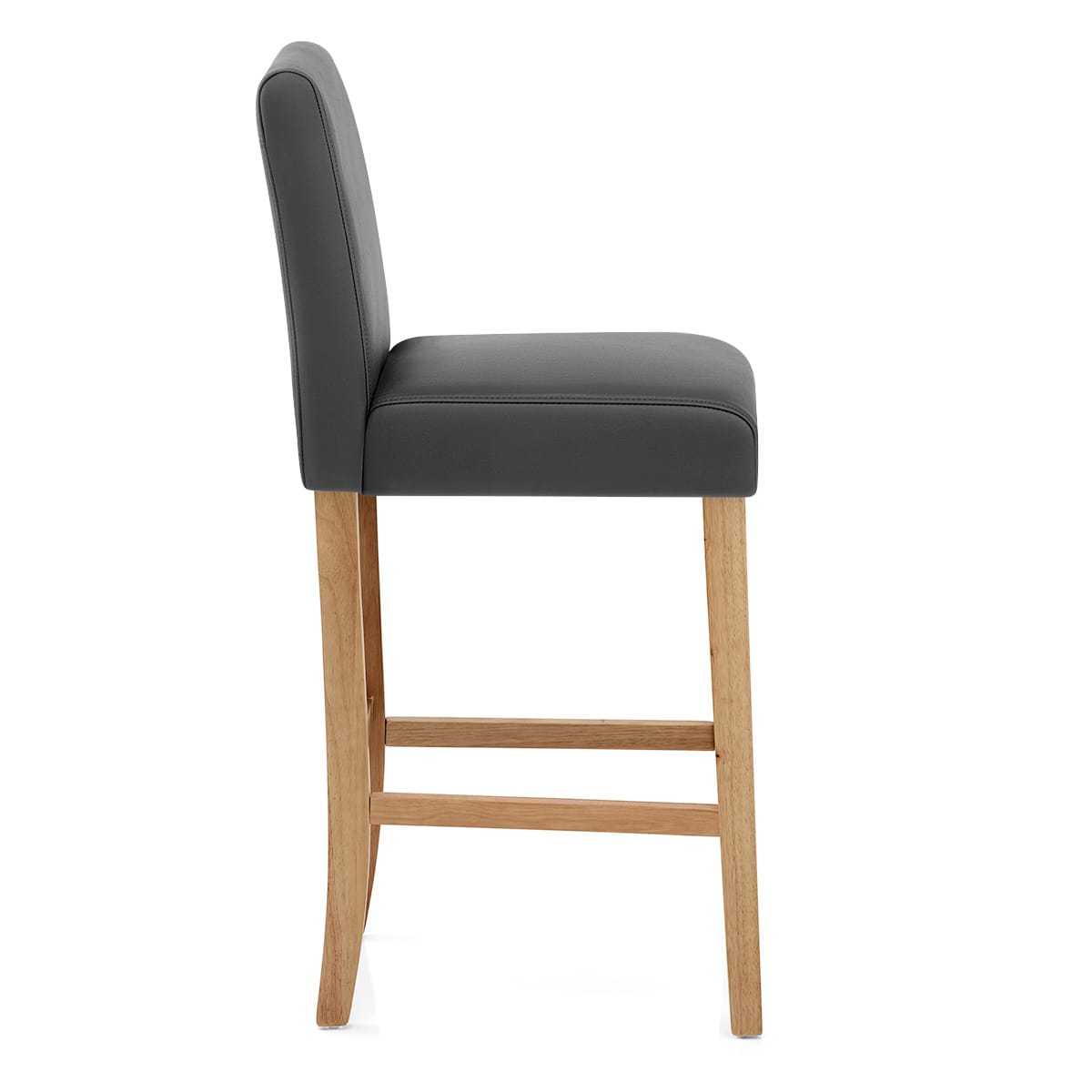 Tetbury Oak Bar Stool Grey Leather