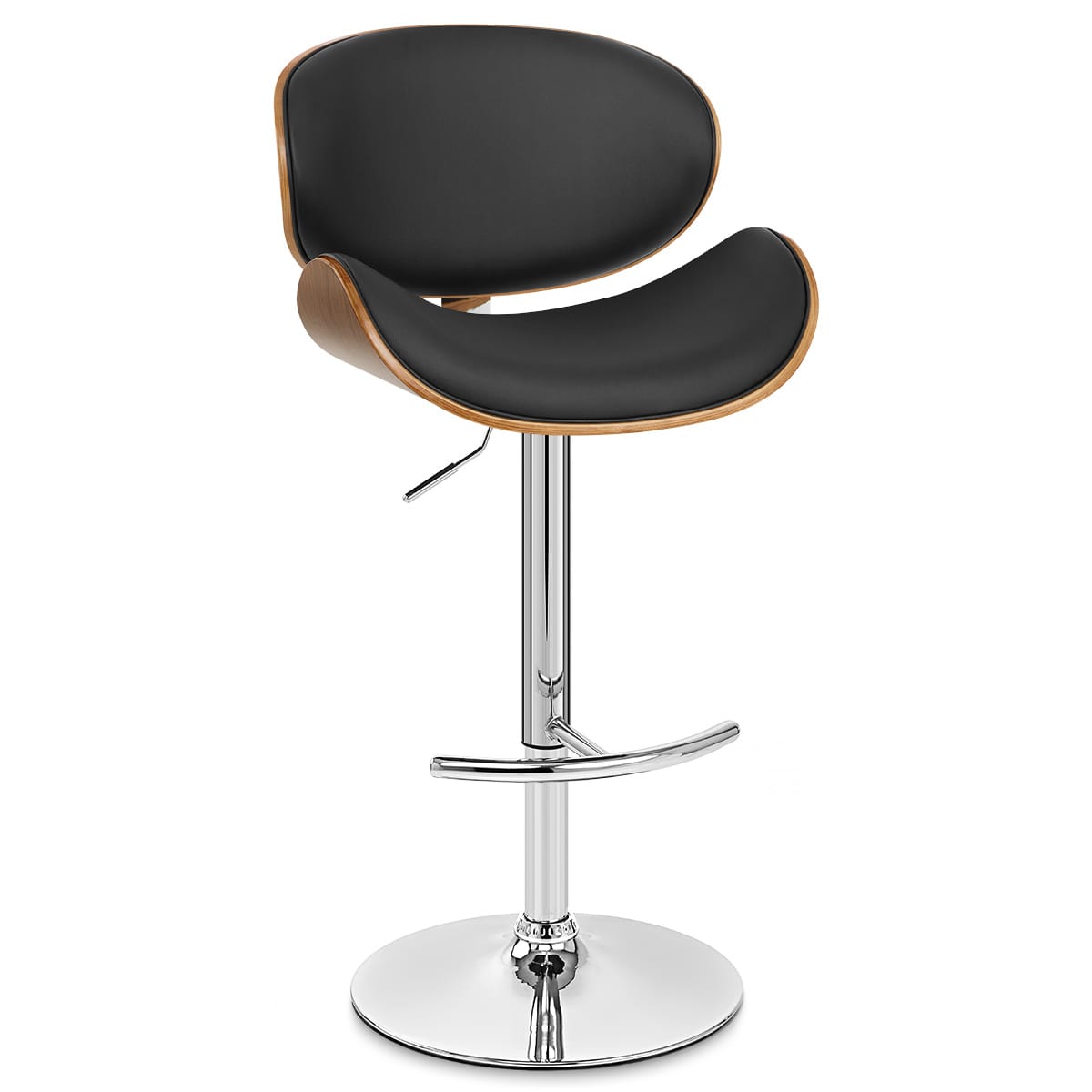 Theo Walnut Bar Stool Black