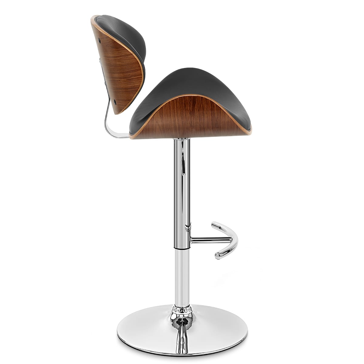 Theo Walnut Bar Stool Black