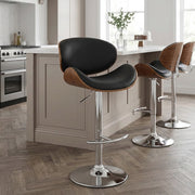 Theo Walnut Bar Stool Black
