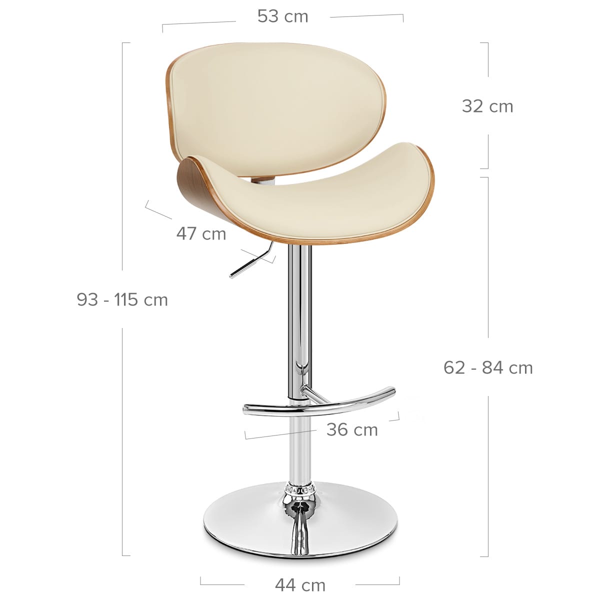 Theo Walnut Bar Stool Cream