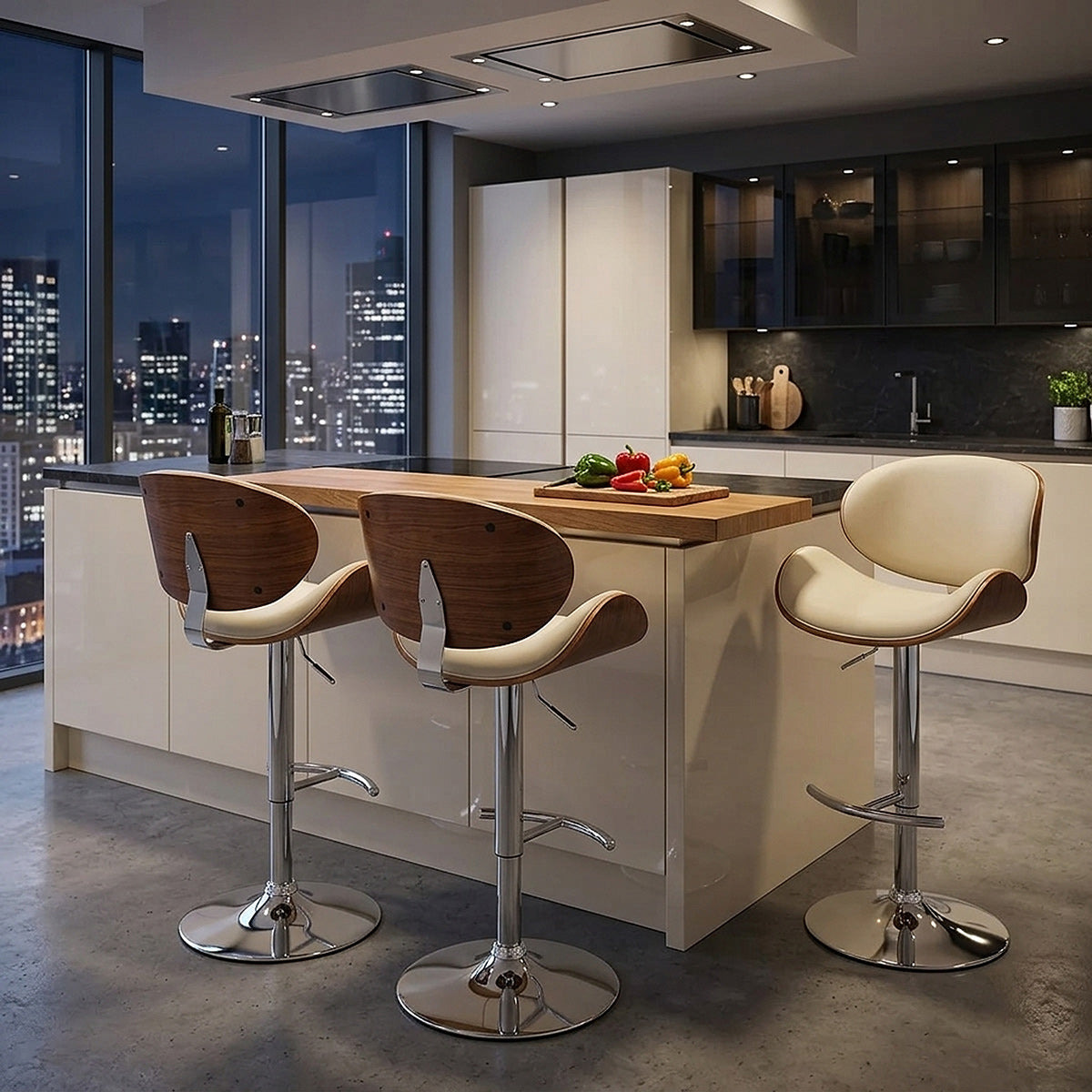 Theo Walnut Bar Stool Cream