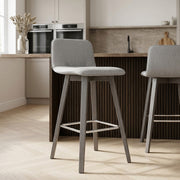 Tide Grey Wood Stool Grey Fabric
