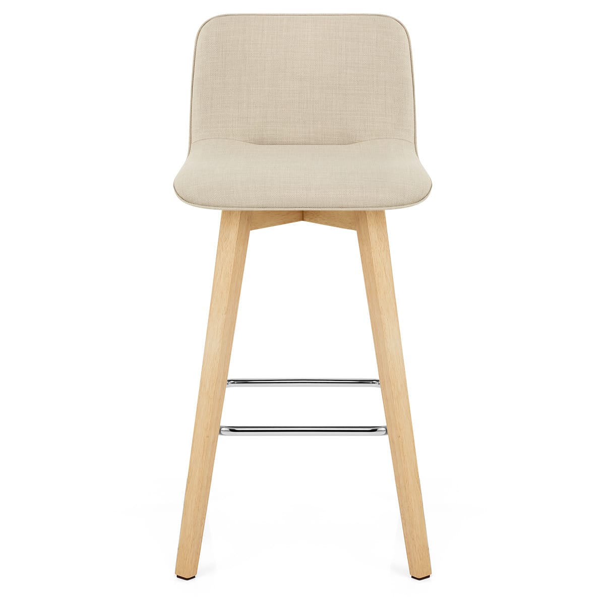 Tide Wooden Stool Beige Fabric