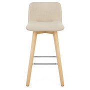 Tide Wooden Stool Beige Fabric