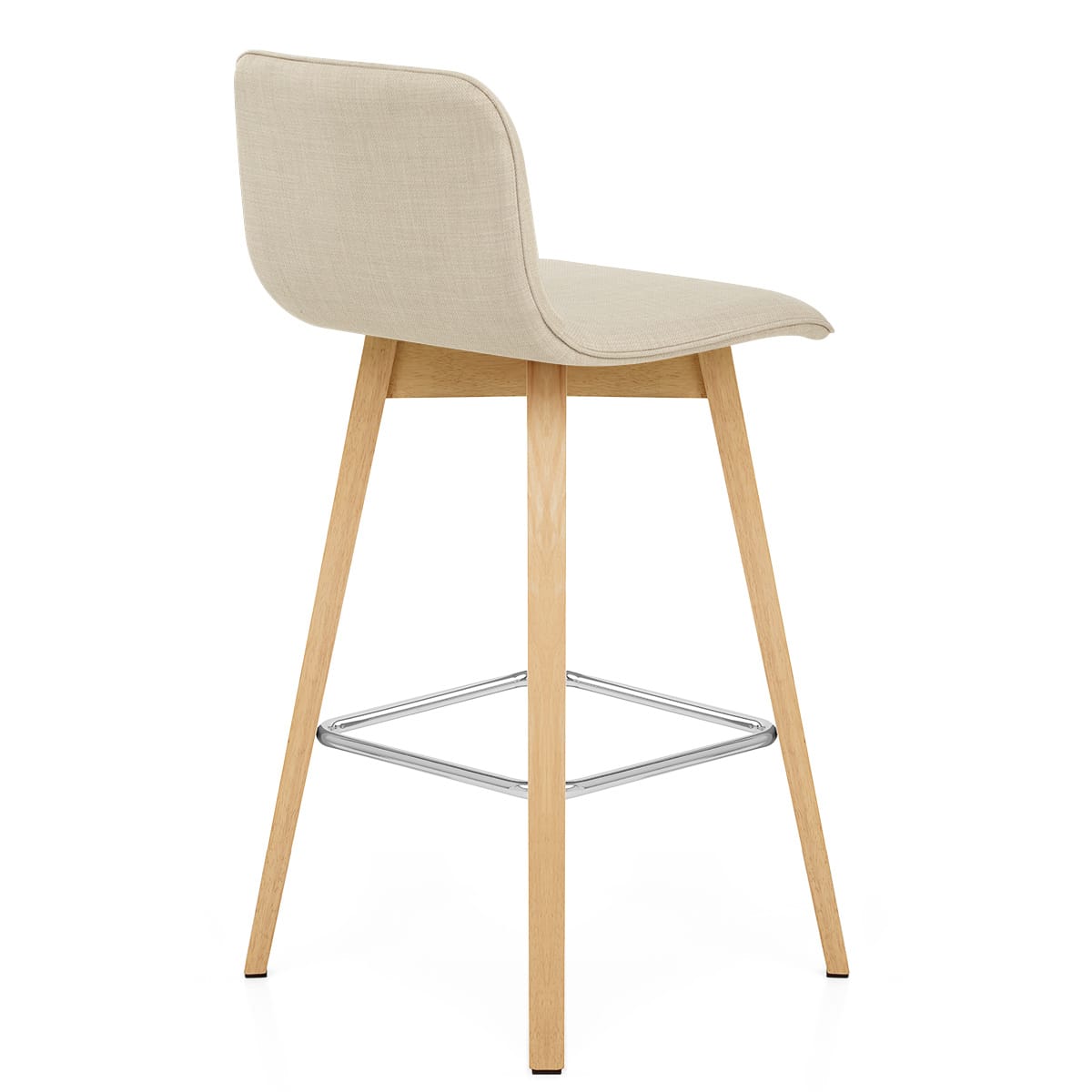 Tide Wooden Stool Beige Fabric