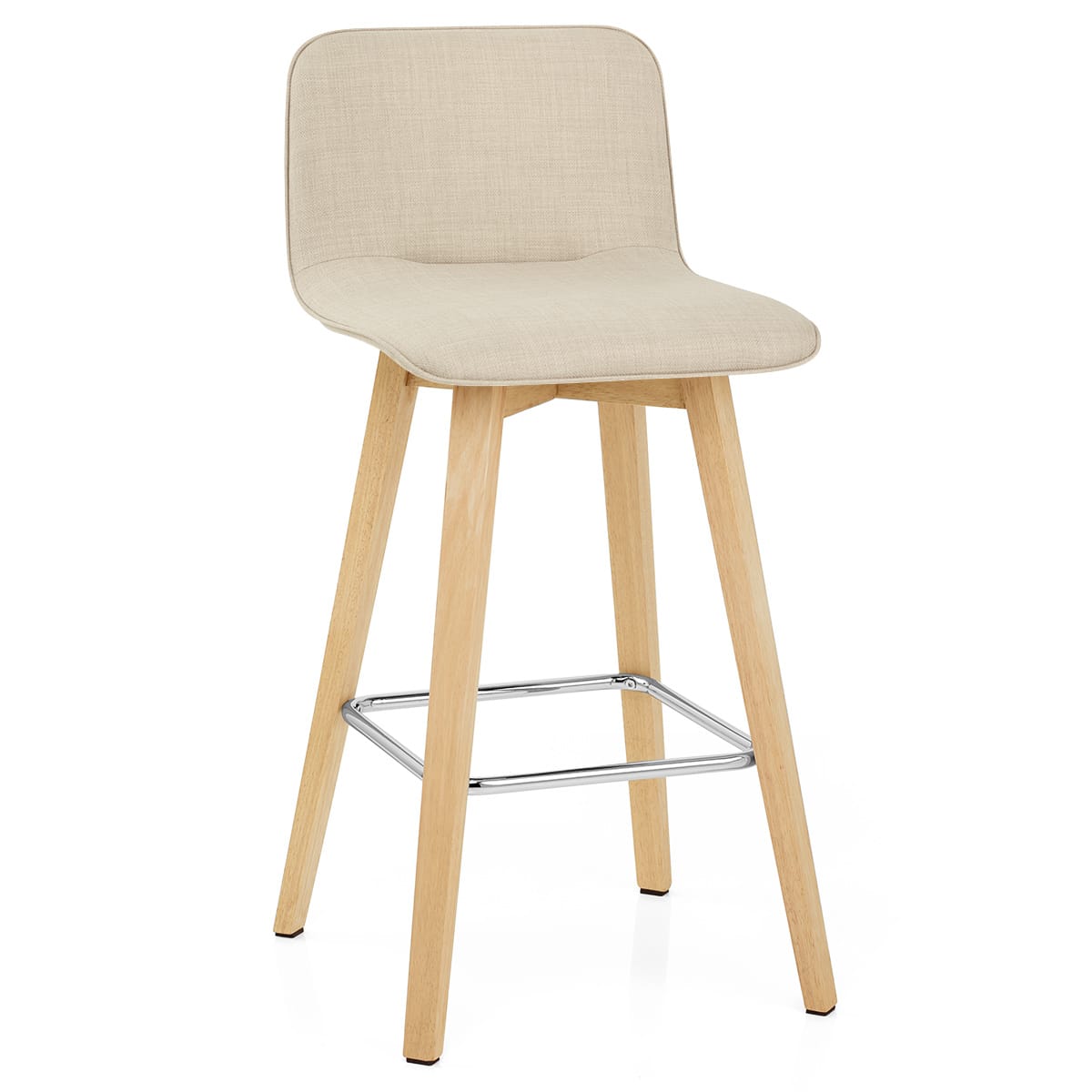 Tide Wooden Stool Beige Fabric