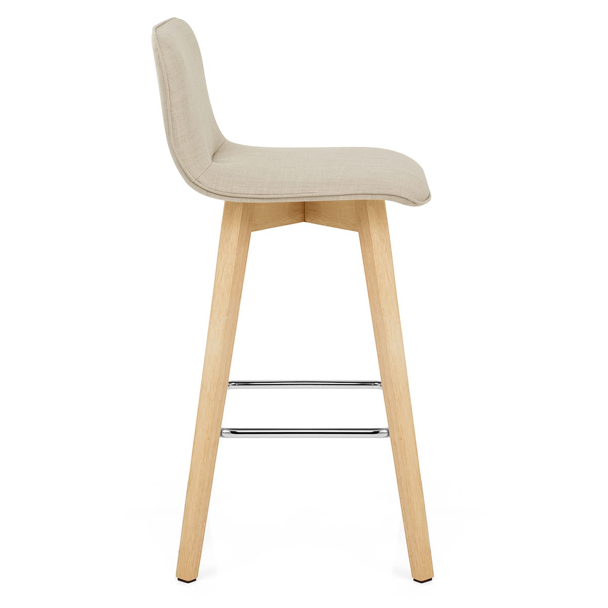 Tide Wooden Stool Beige Fabric