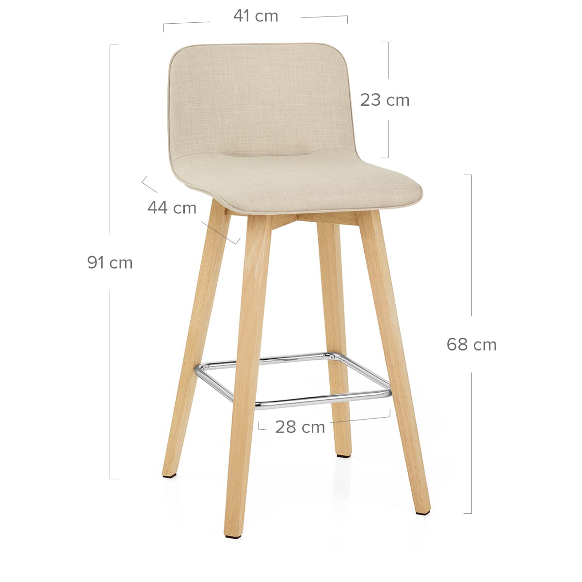 Tide Wooden Stool Beige Fabric