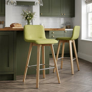 Tide Wooden Stool Green Fabric