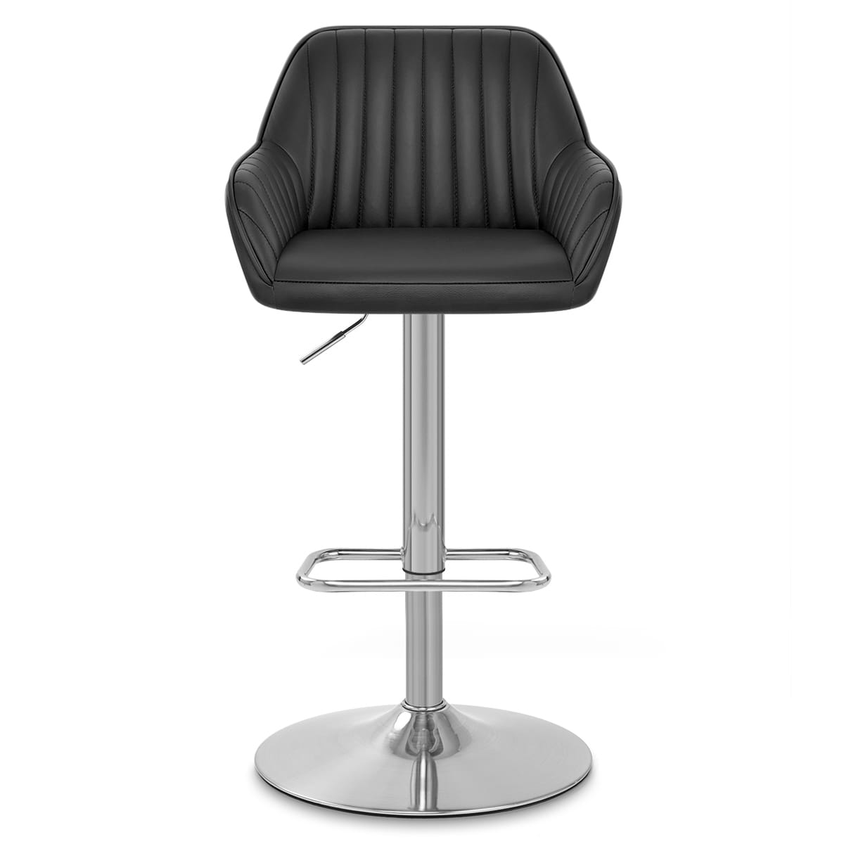 Tokyo Real Leather Brushed Stool Black