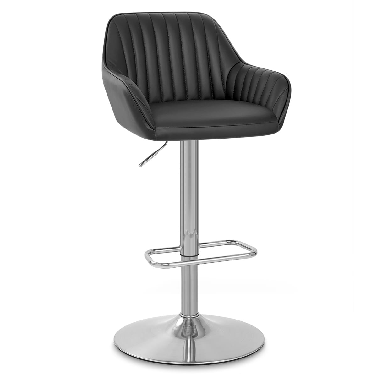 Tokyo Real Leather Brushed Stool Black