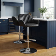 Tokyo Real Leather Brushed Stool Black