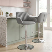 Tokyo Real Leather Brushed Stool Grey