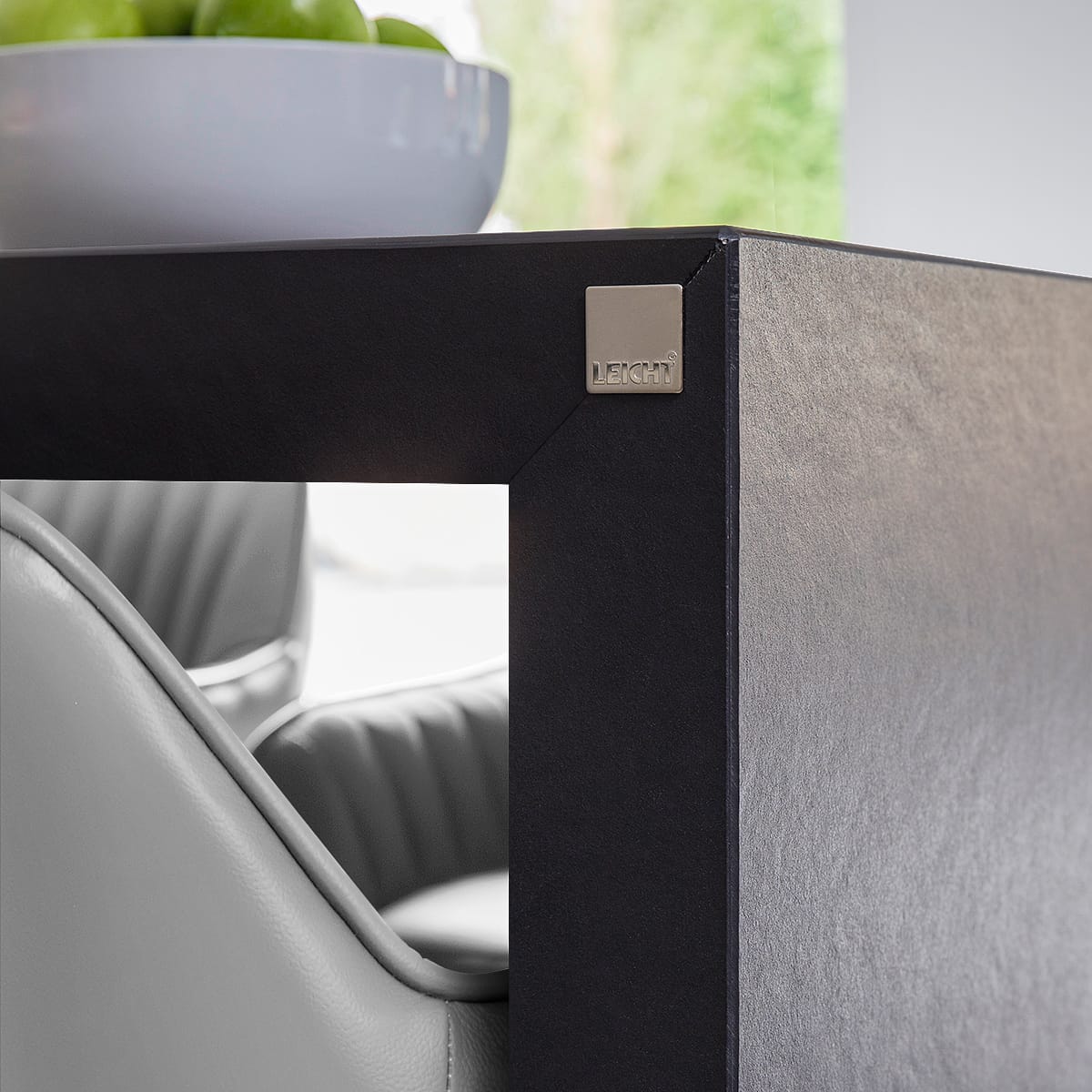 Tokyo Real Leather Brushed Stool Grey