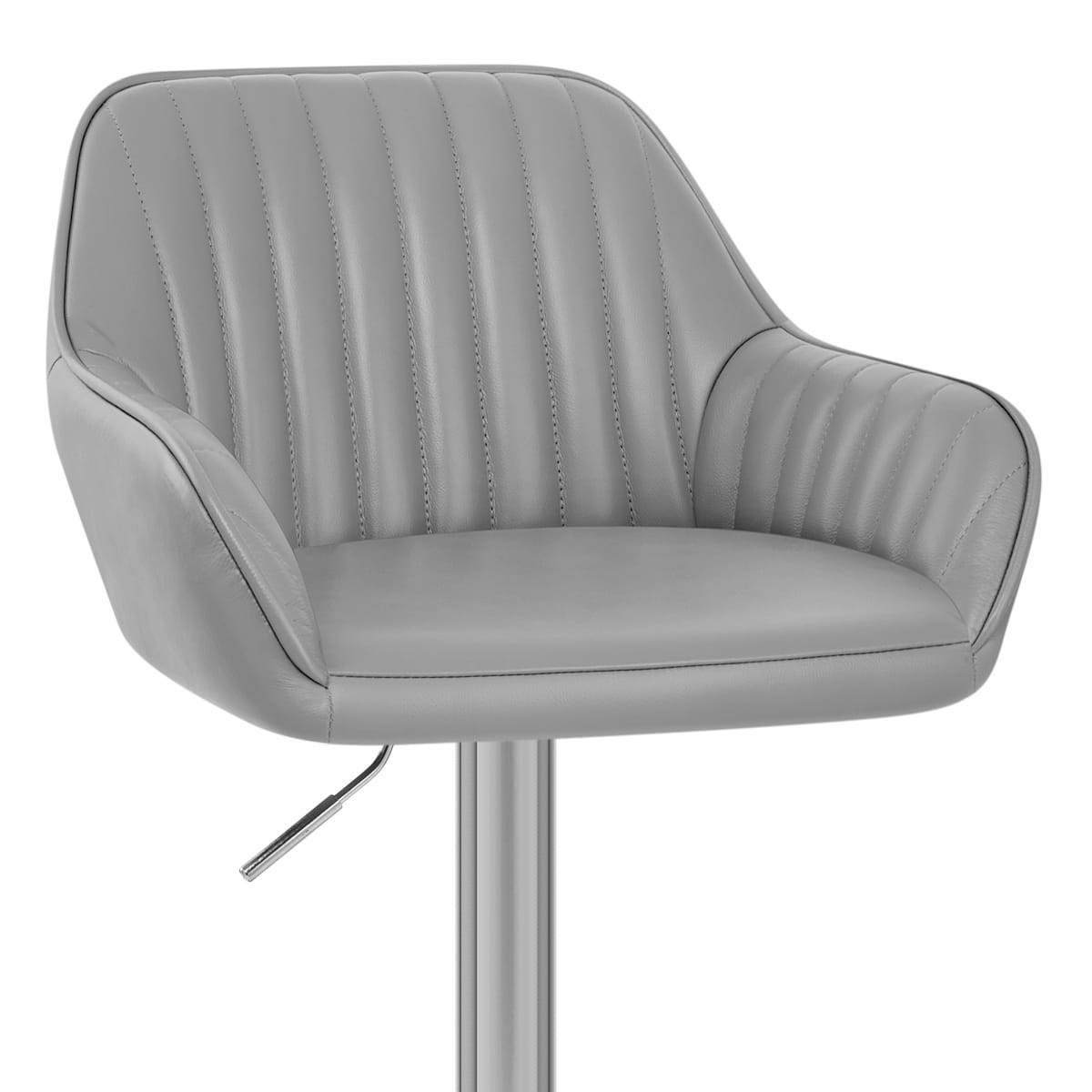 Tokyo Real Leather Brushed Stool Grey