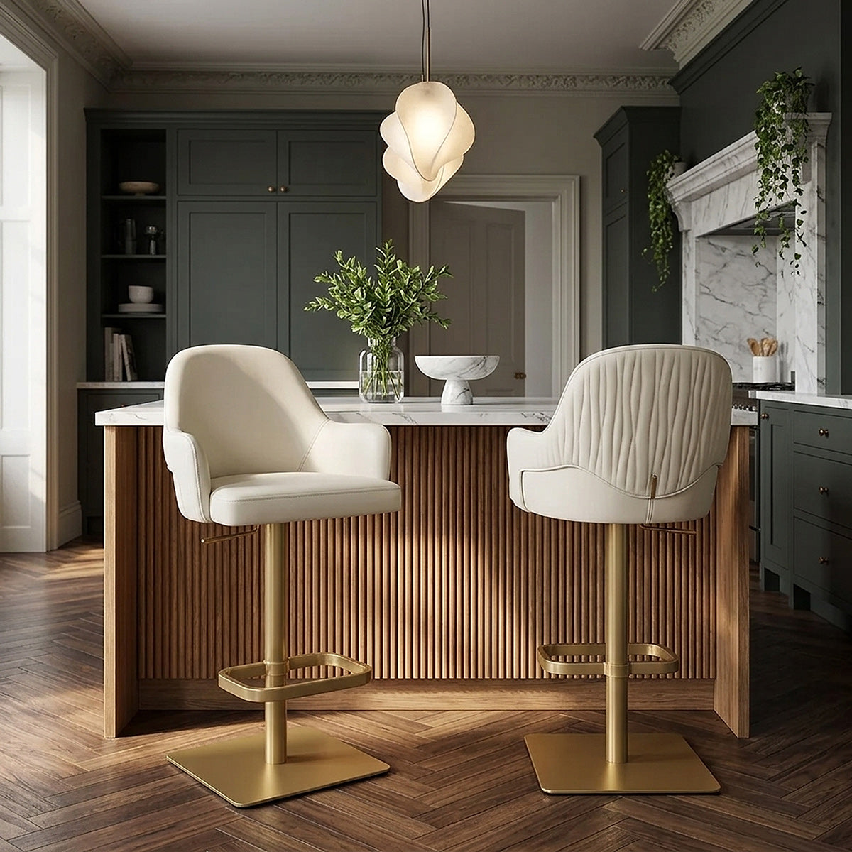 Toni Gold Stool Ivory