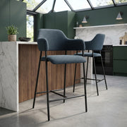 Trent Bar Stool Blue Fabric