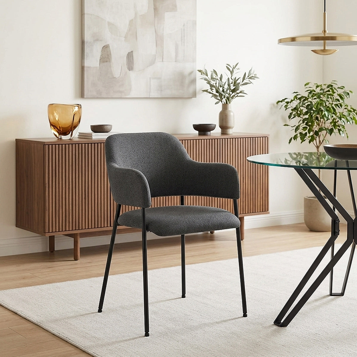 Trent Dining Chair Charcoal Fabric