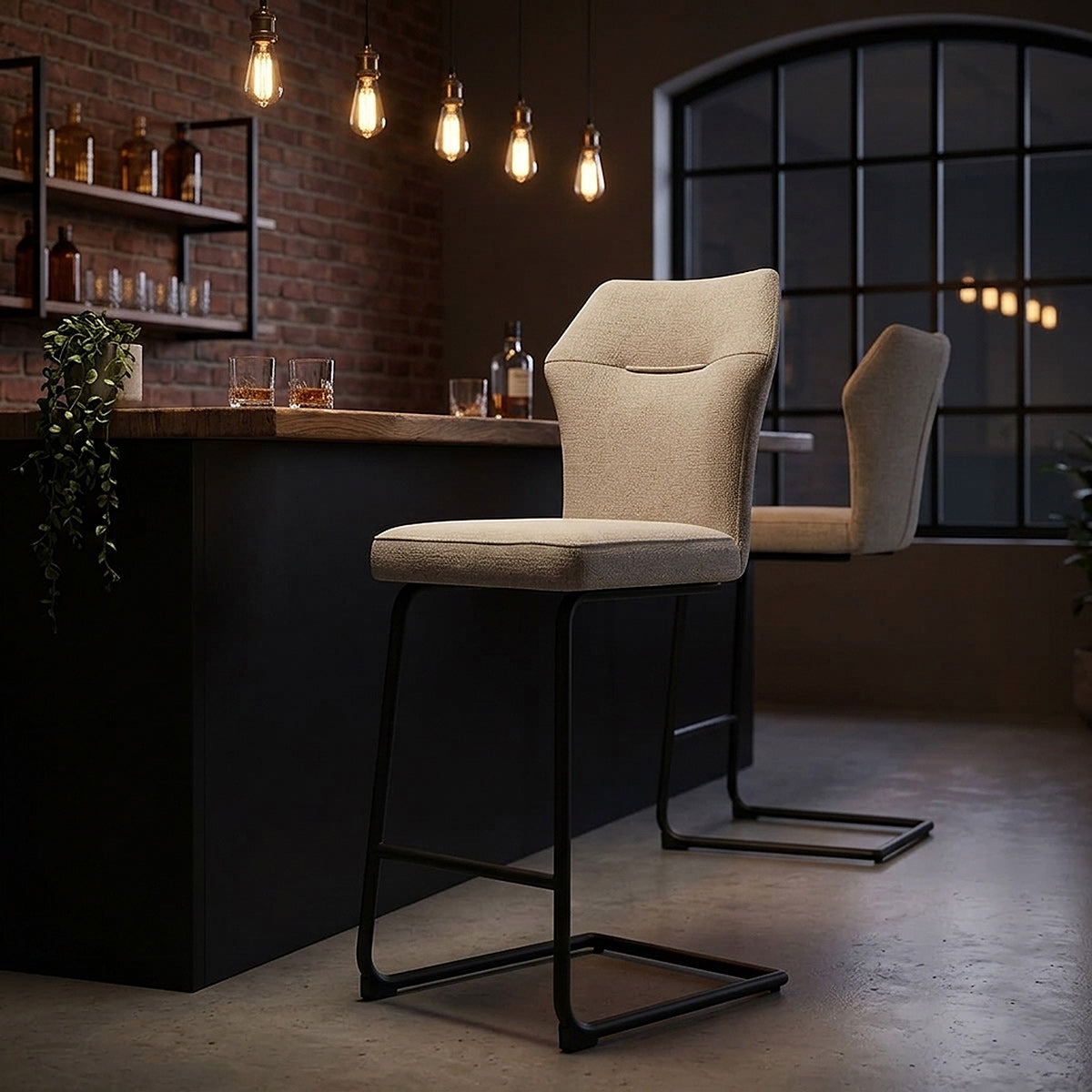 Troy Bar Stool Beige Fabric