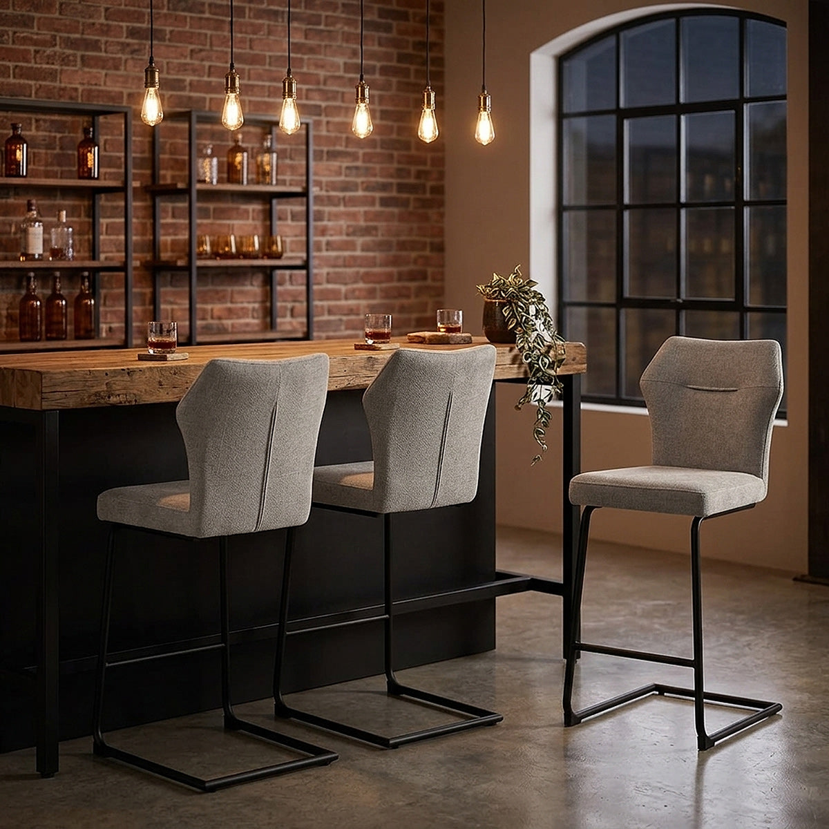 Troy Bar Stool Beige Fabric