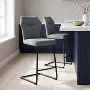 Troy Bar Stool Blue Fabric