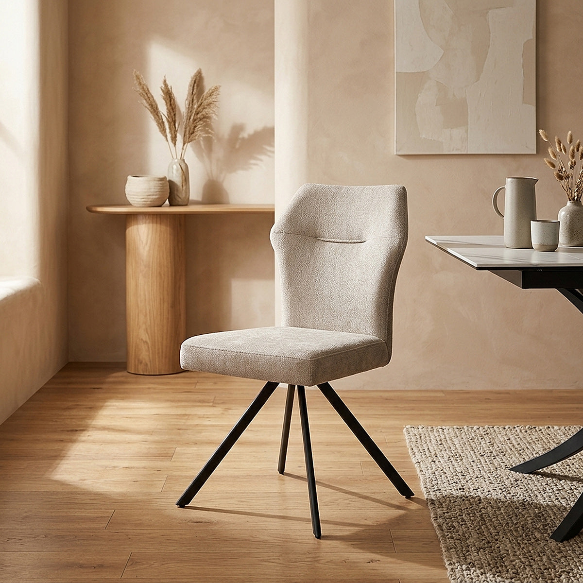 Troy Dining Chair Beige Fabric