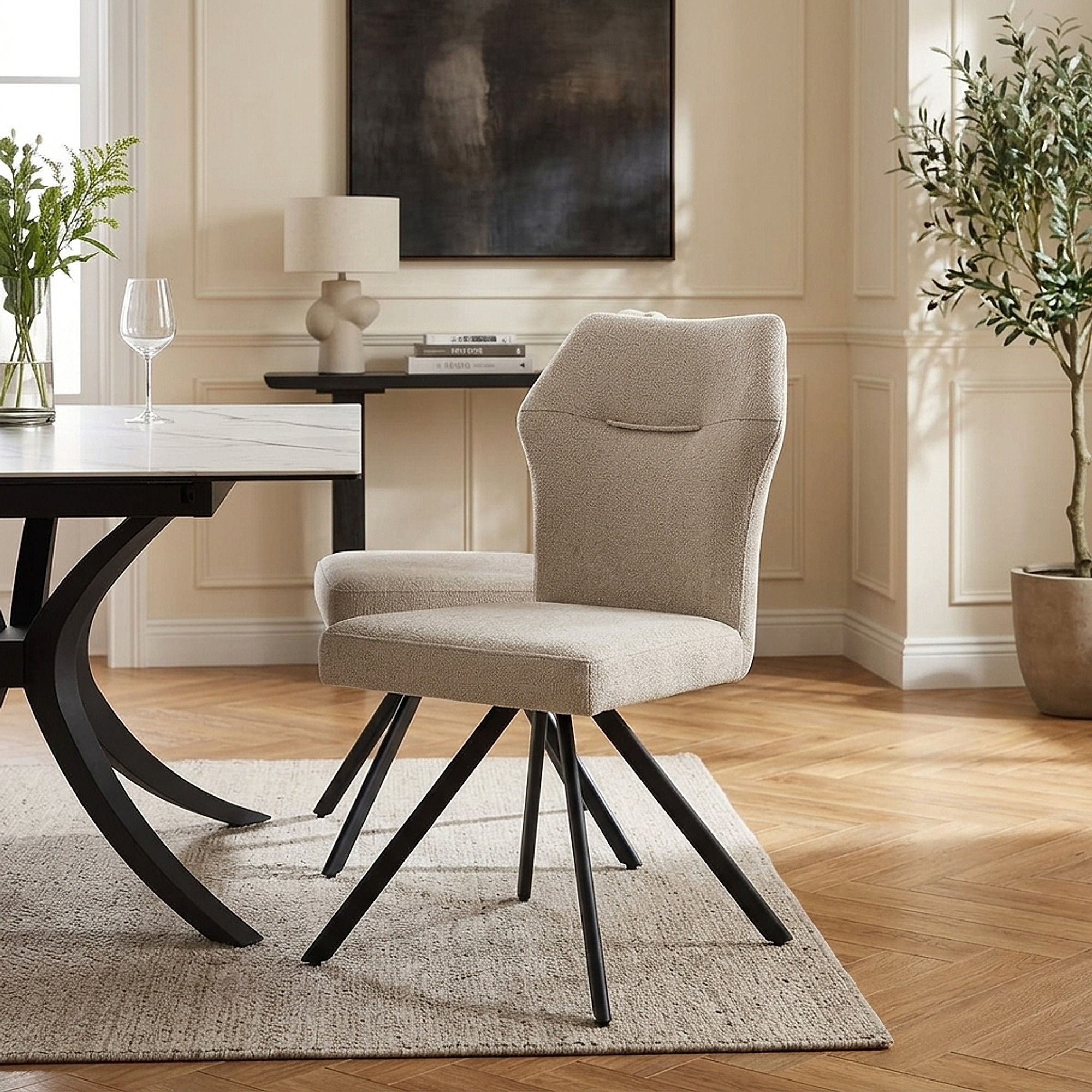 Troy Dining Chair Beige Fabric