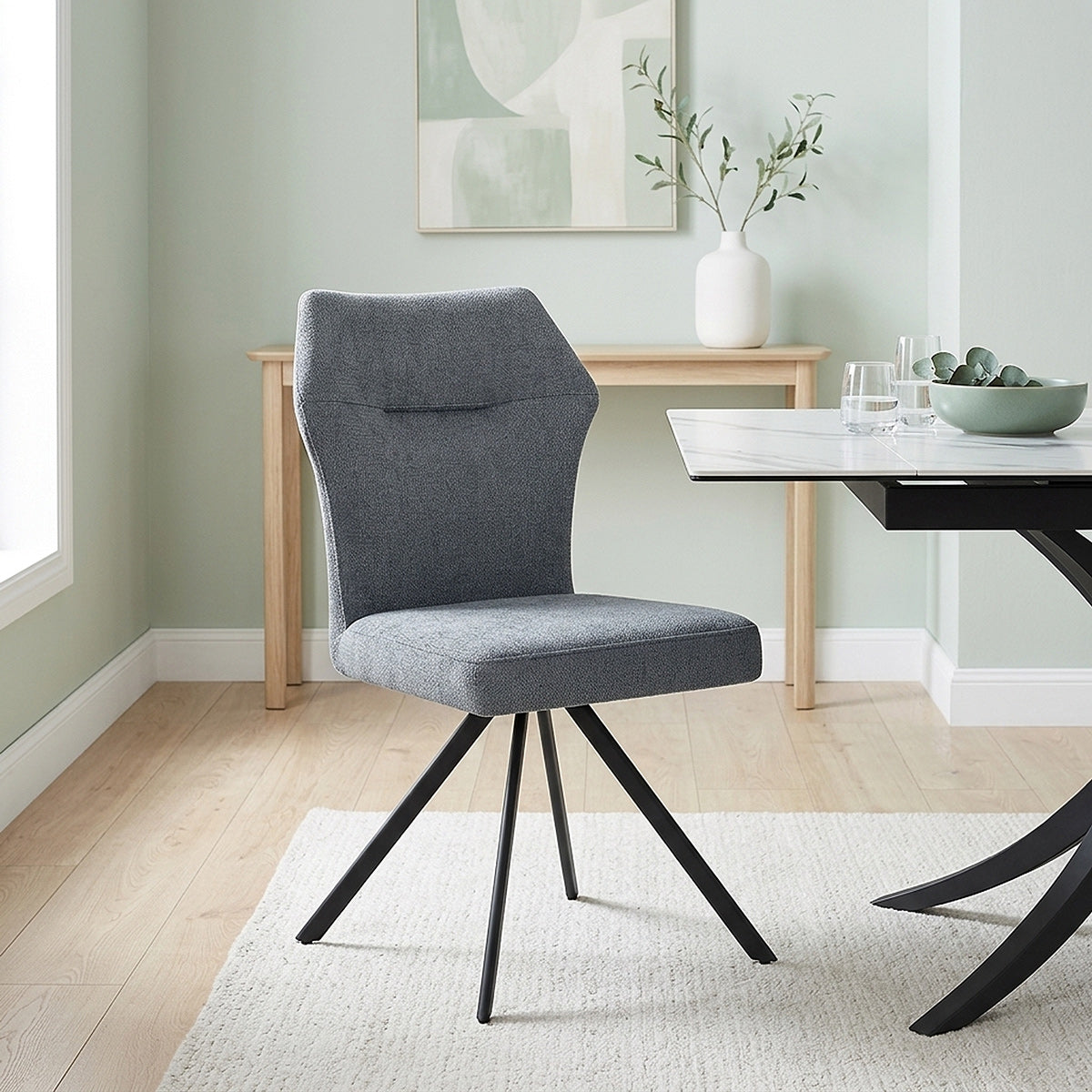 Troy Dining Chair Blue Fabric