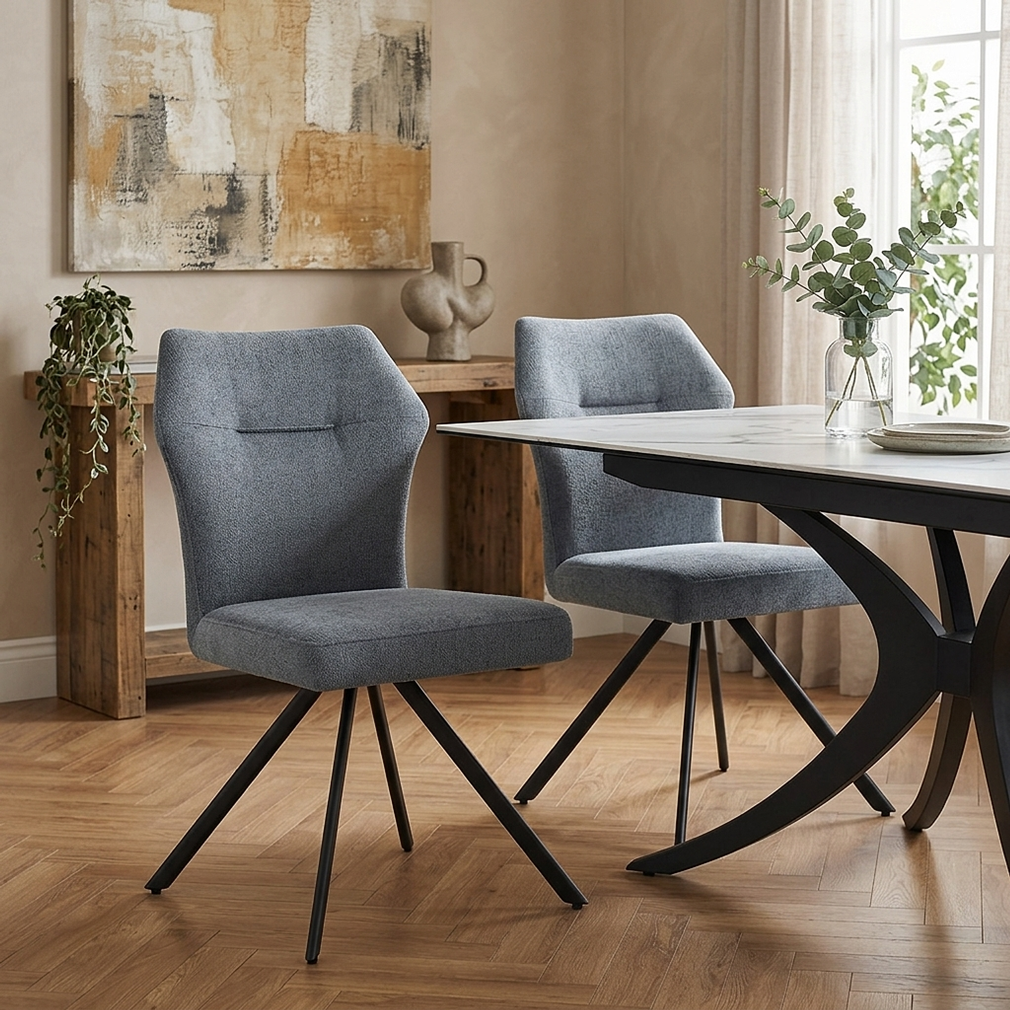 Troy Dining Chair Blue Fabric
