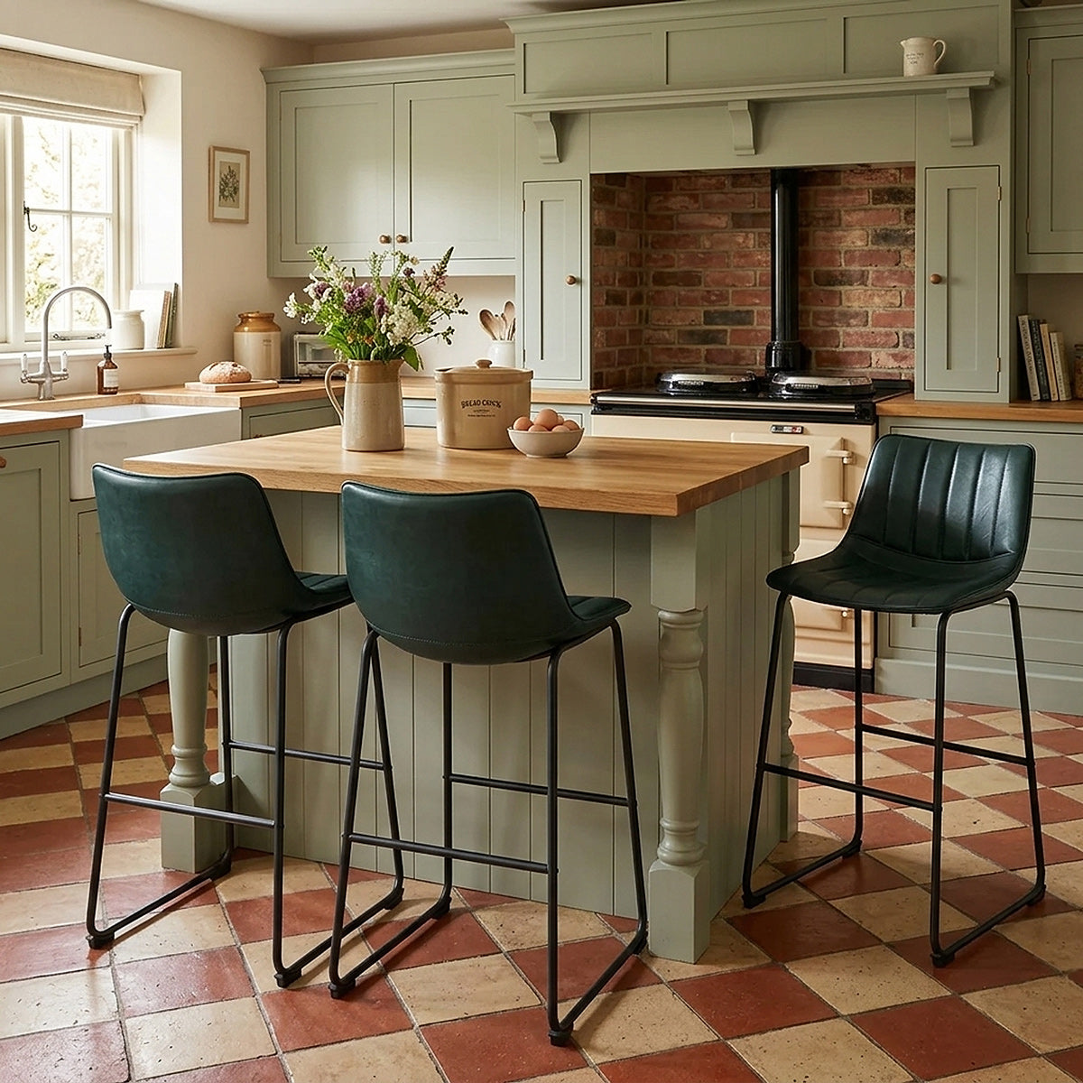 Tucker Stool Antique Green