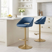 Tulsa Brushed Gold Stool Blue