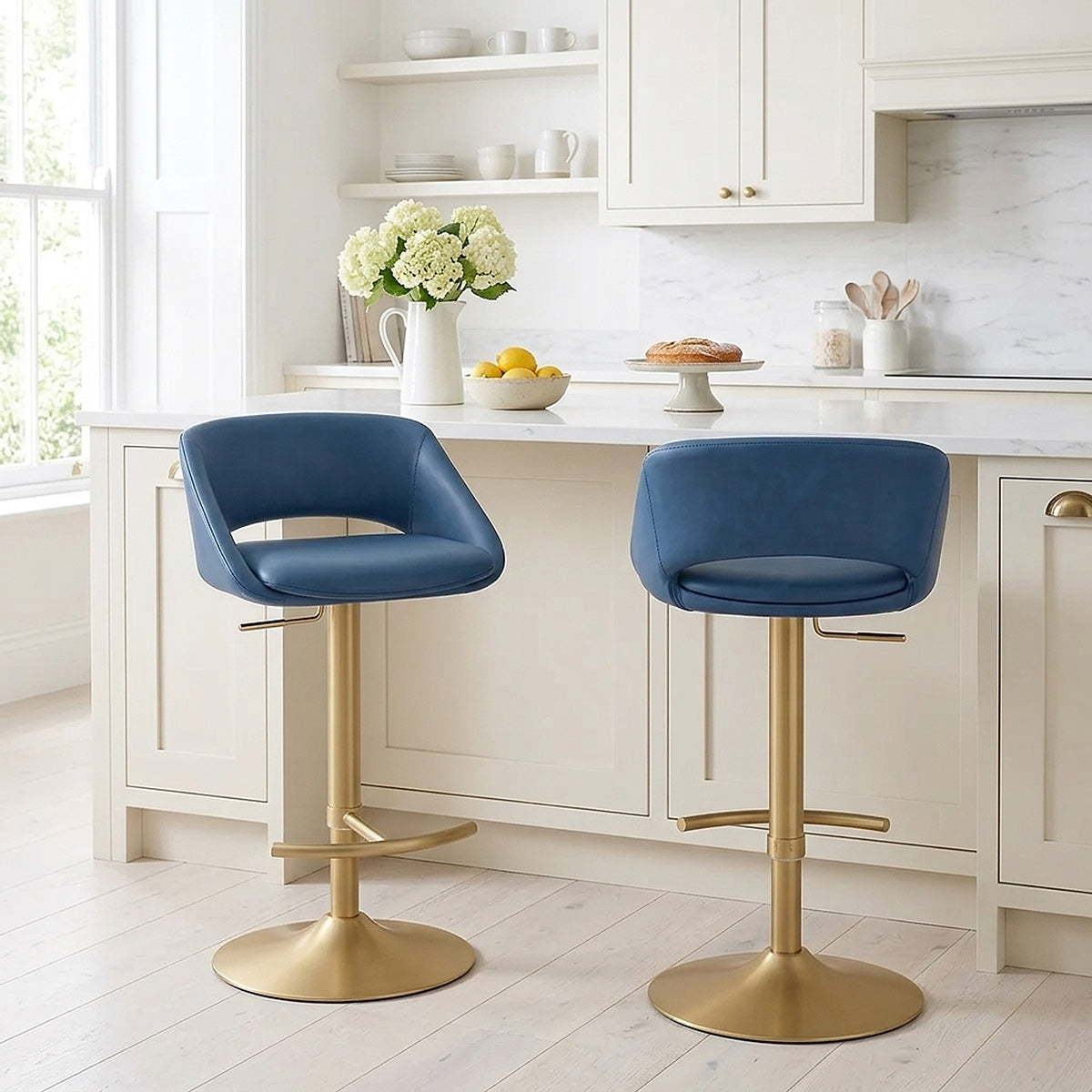 Tulsa Brushed Gold Stool Blue
