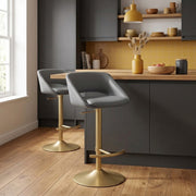 Tulsa Brushed Gold Stool Dark Grey