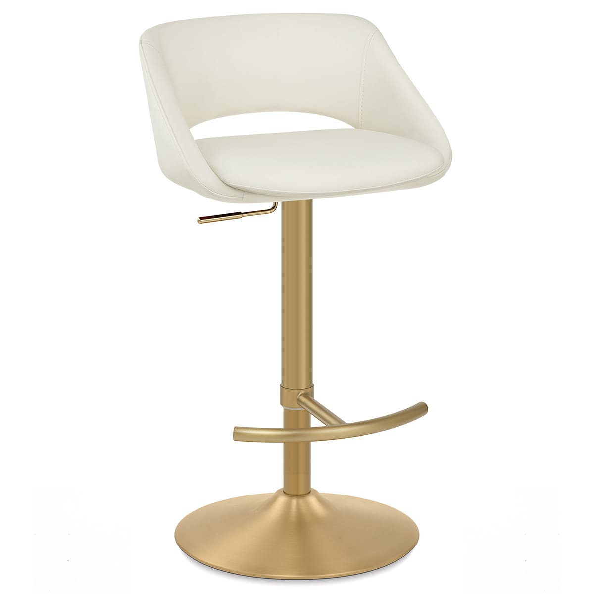 Tulsa Brushed Gold Stool Ivory