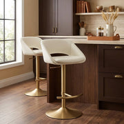 Tulsa Brushed Gold Stool Ivory