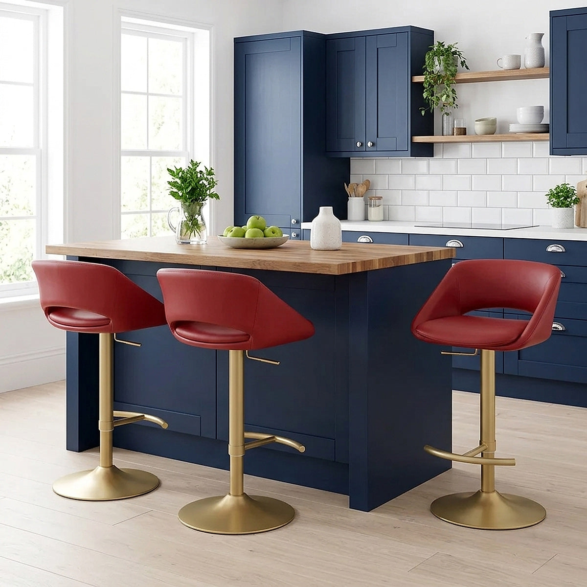 Tulsa Brushed Gold Stool Ruby