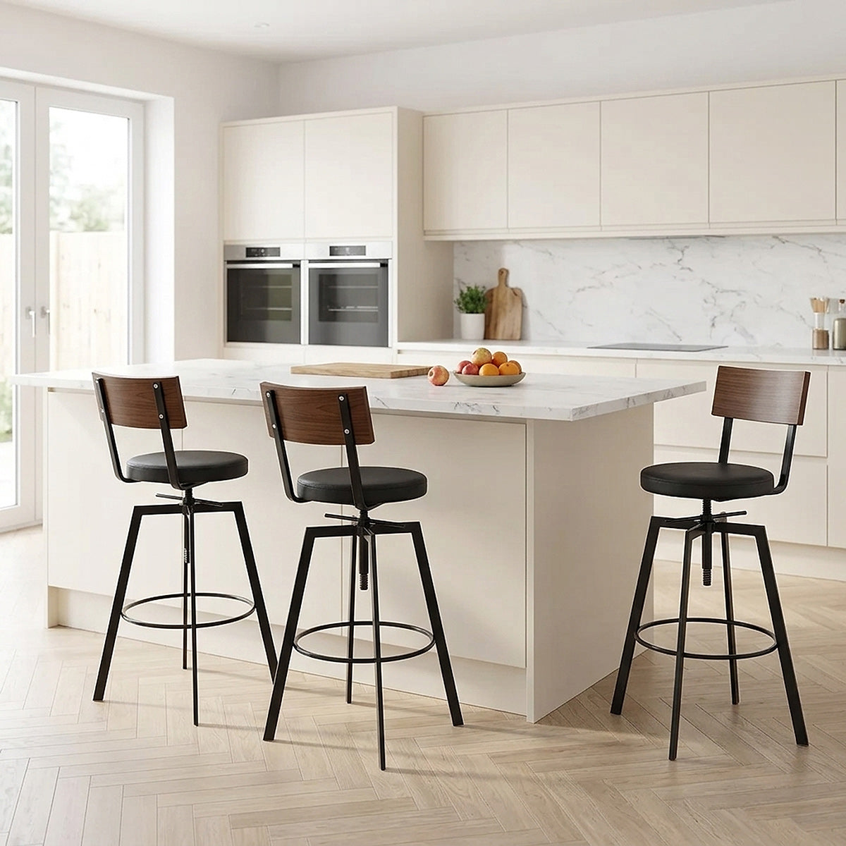 Urban Walnut Industrial Stool Black