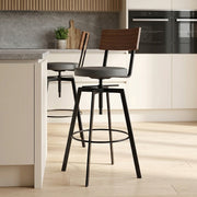 Urban Walnut Industrial Stool Grey