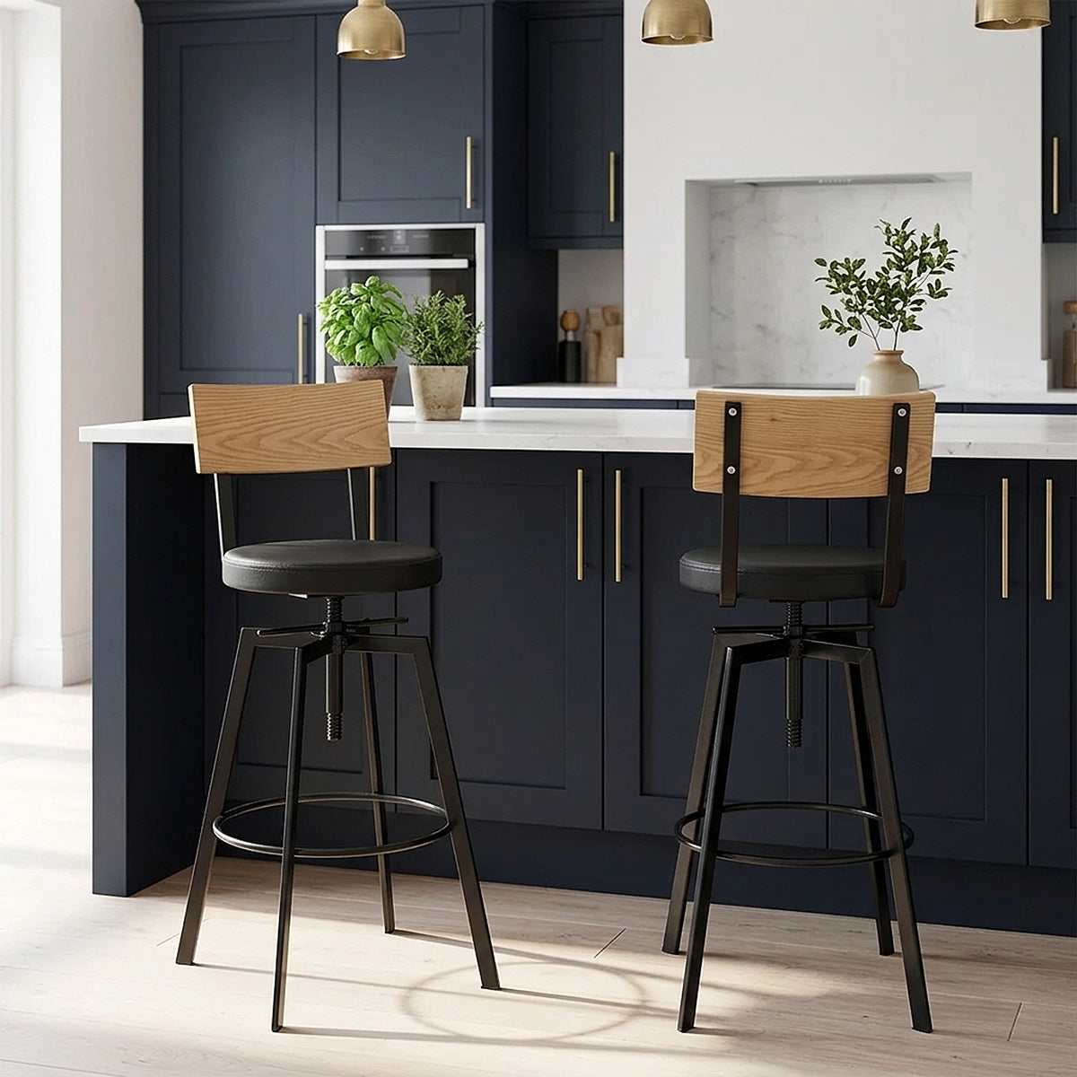 Urban Oak Industrial Stool Black