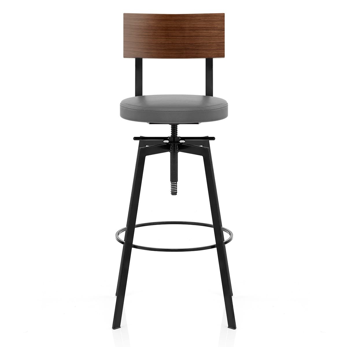 Urban Walnut Industrial Stool Grey