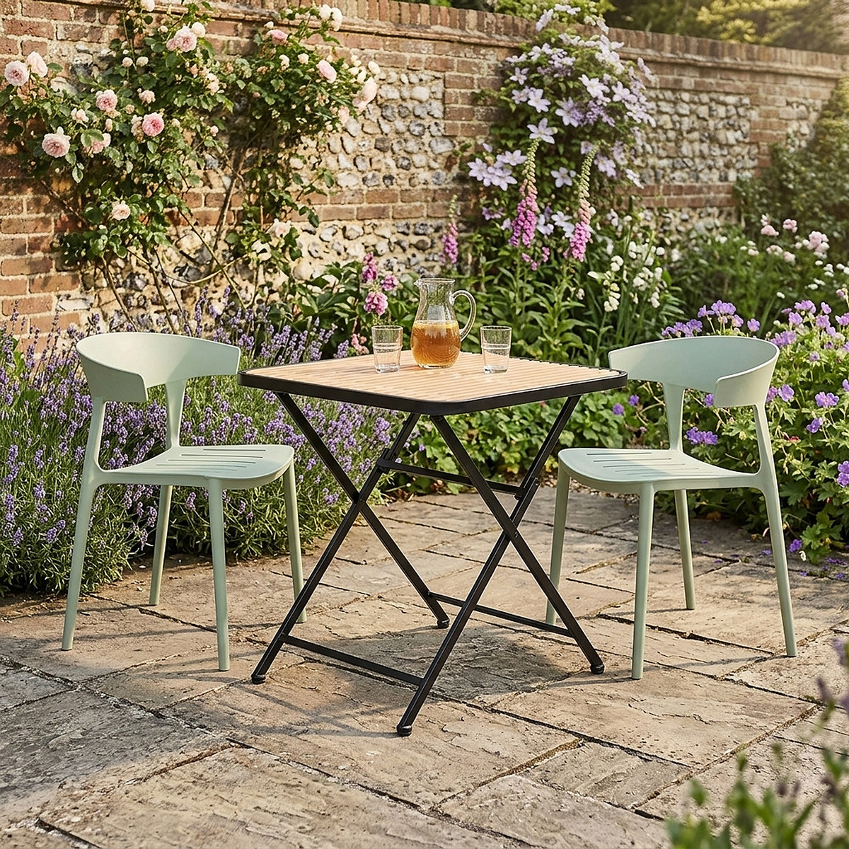 Vanta Outdoor Folding Table & 2 Sky Garden Chairs Dining Set